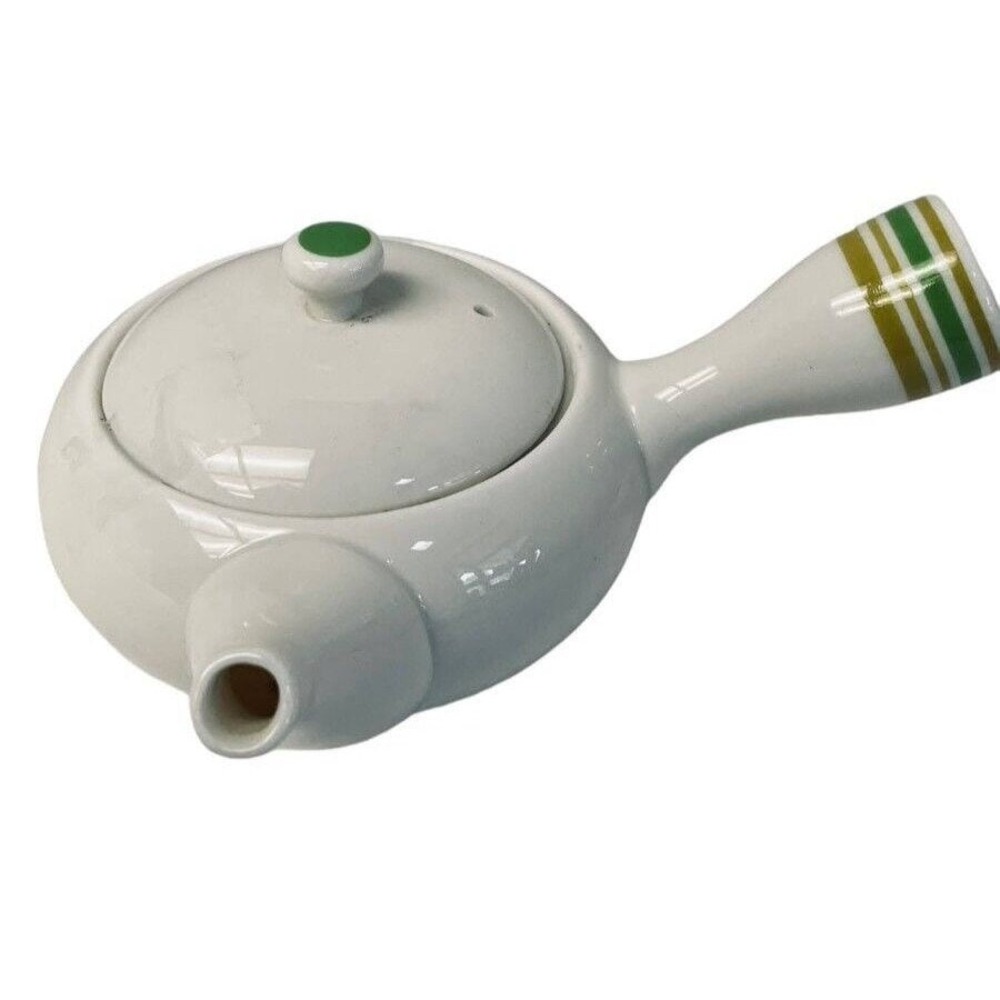Unbranded Kyusu Teapot Unisex Small White Floral Side Handle Ceramic Japanese